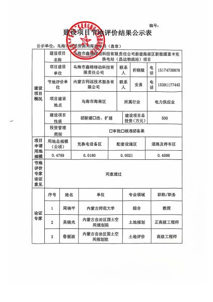 节地评价公示表