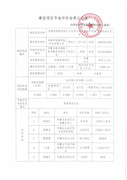 裕隆利胜节地评价公示表